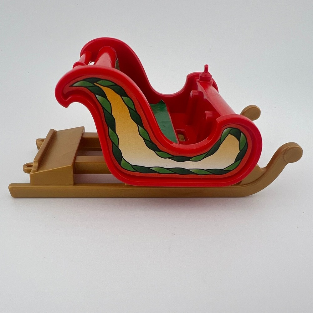 Vintage Playmobil Santa Sleigh Sled Red Green Christmas 1987 Geobra